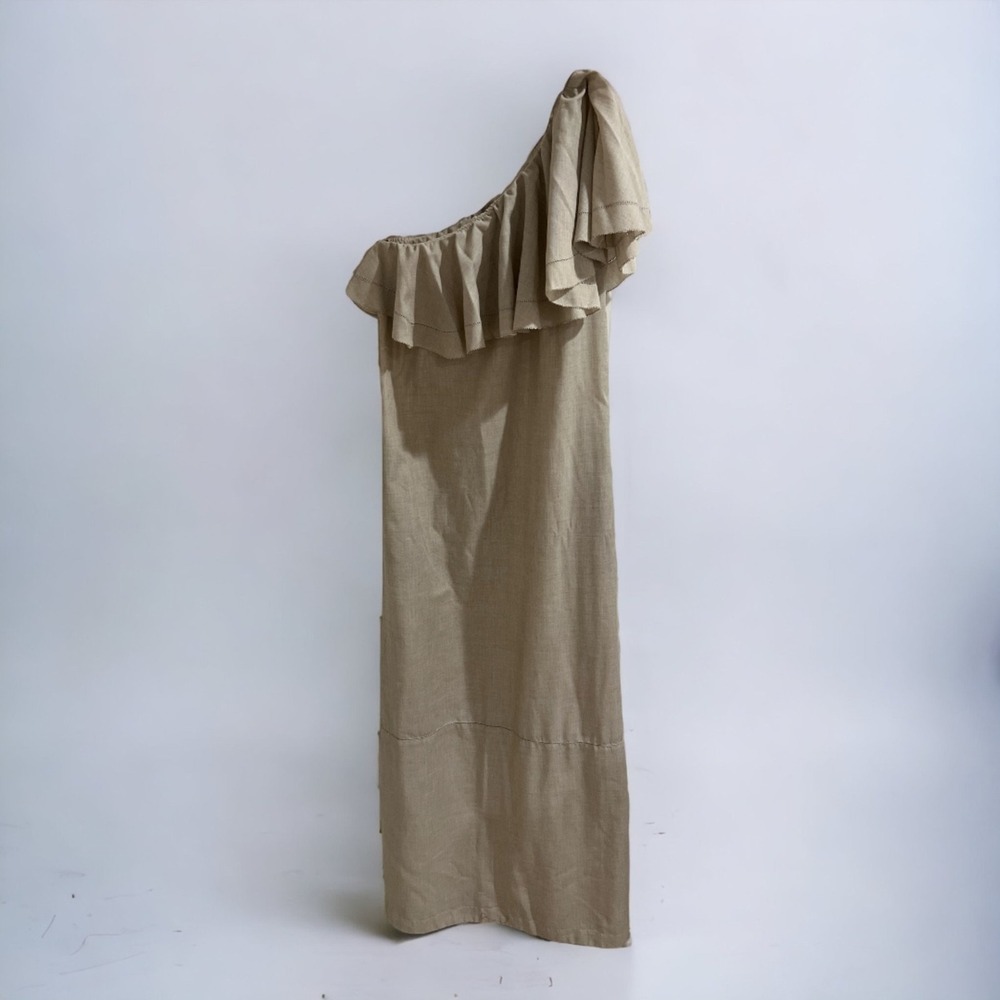 Lisa Marie Fernandez Arden One Shoulder Maxi Dress Ruffle Chambray Size XS - Picture 4 of 5